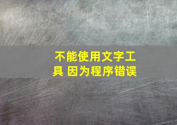 不能使用文字工具 因为程序错误